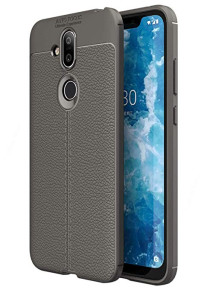 Луксозен силиконов гръб ТПУ кожа дизайн за Nokia 8.1 Dual 2018 черен
